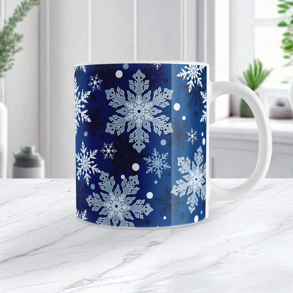 Classic Blue Snowflake Pattern Winter Mug